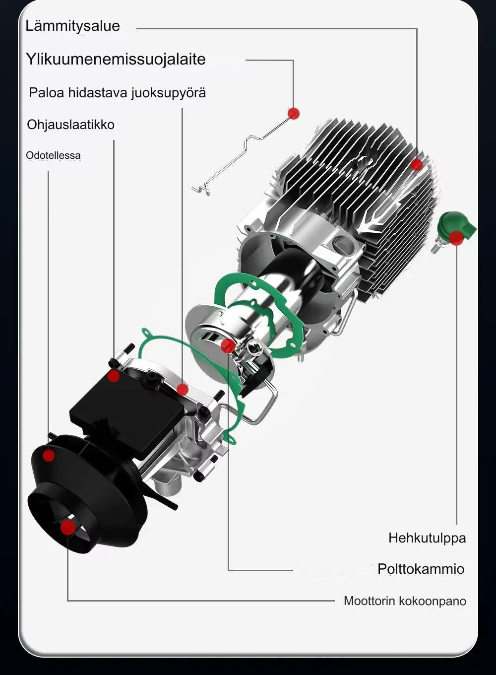 FDIK Diesel lämmitin 8Kw 12/24V /230V bluetooth/ (Start&Stop)/ hiljainen pumppu.