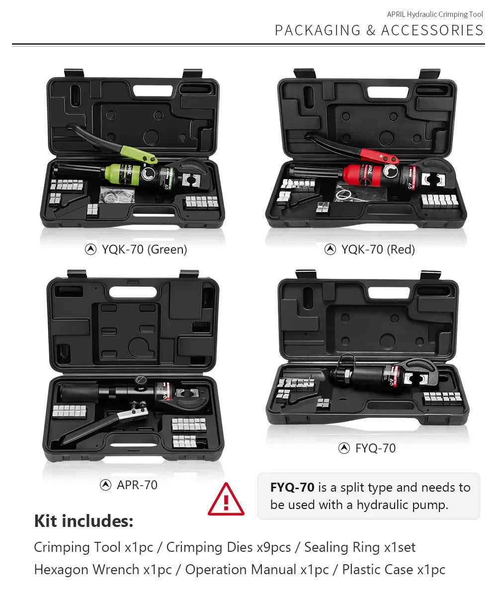 Hydraulinen kaapelikenkä puristin 4-70mm2 APR-70 PRO