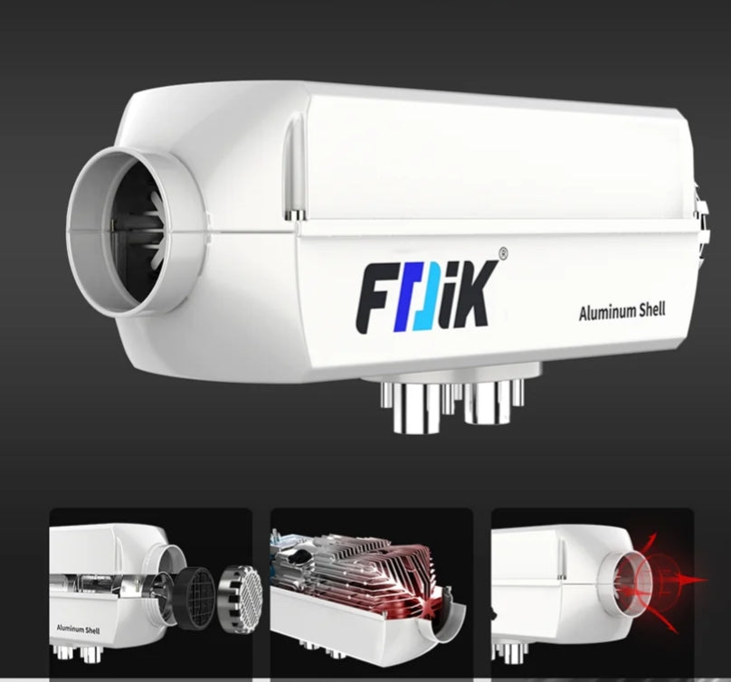 12V DIESEL LÄMMITIN 5KW FDIK, VALMIS ASENNUS-SARJA AUTOON