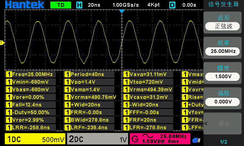 Hantek DSO2D15 digitaalinen tallennusoskilloskooppi 150MHz 1GSa/s, sekä signaaligeneraattori