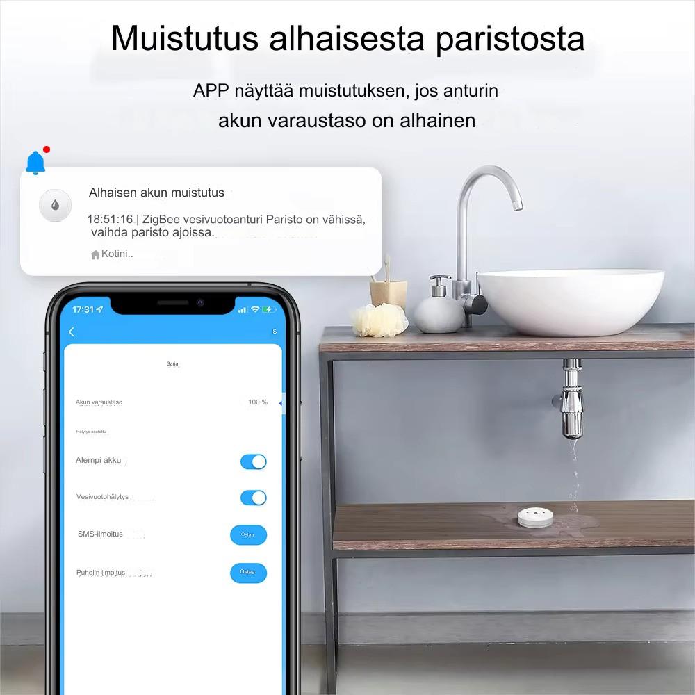 Vesi- ja vuotohälytin Zigbee