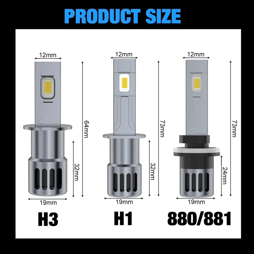 H1 LED-ajovalopolttimopari Mini 60W 20000LM 6500K