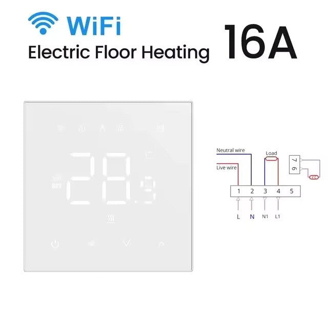 Avatto Wifi termostaatti sähköiselle lattialämmitykselle WT410-16A