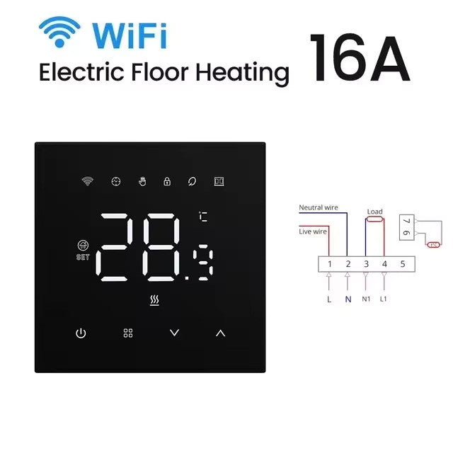 Avatto Wifi termostaatti sähköiselle lattialämmitykselle WT410-16A