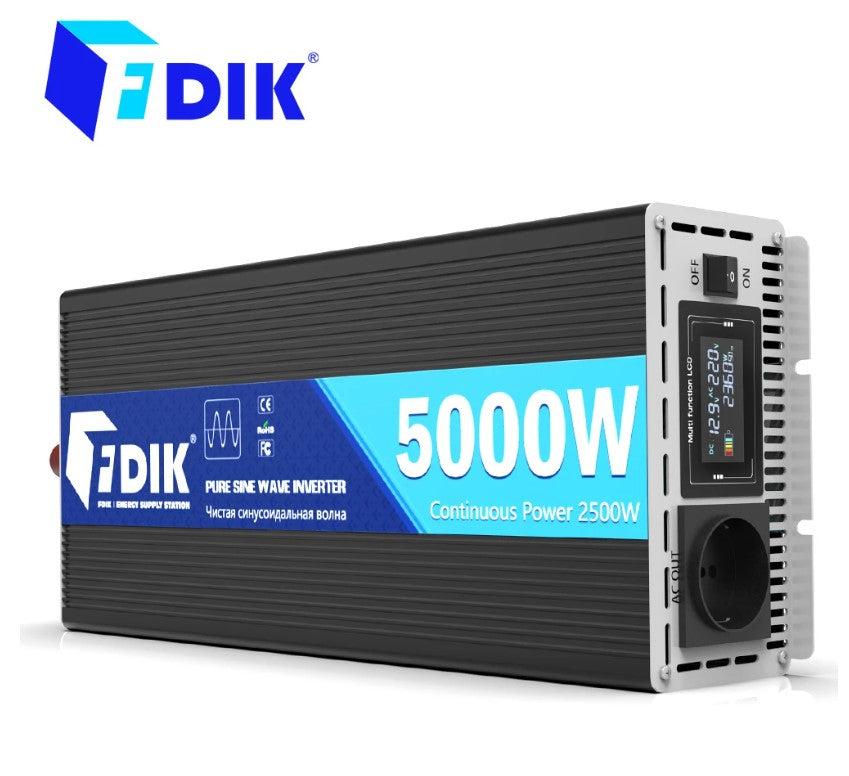 FDIK 12V Siniaaltoinvertteri 2500W/5000W