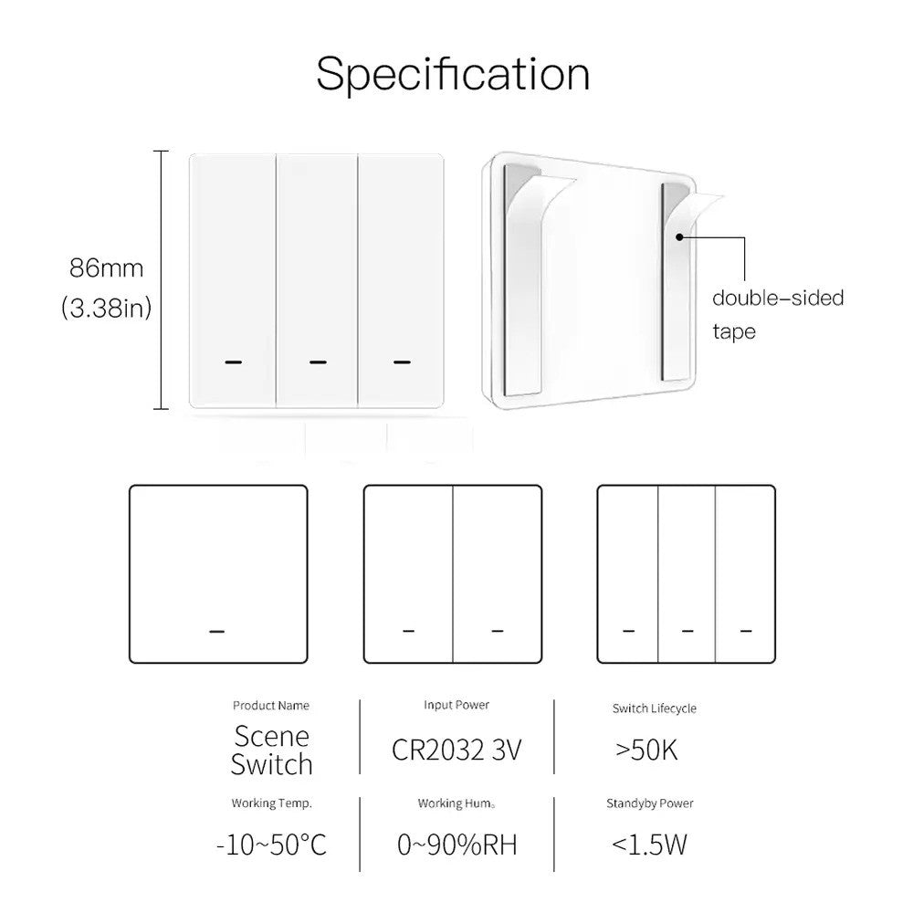 Zigbee älykytkin 1-3 painiketta (ei sähköasennusta)