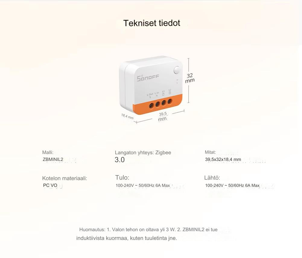 SONOFF /Zbmini L2: Zigbee Älykäs kytkintä kahteen suuntaan