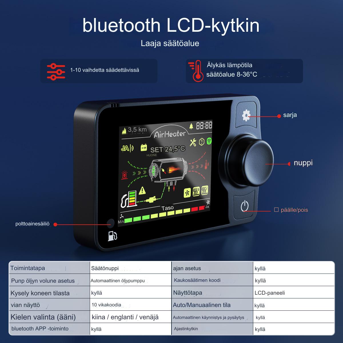 Hcalory 8.5Kw Diesel ilmalämmtin Bluetooth - HC-A22 12V-24V (Start&Stop)