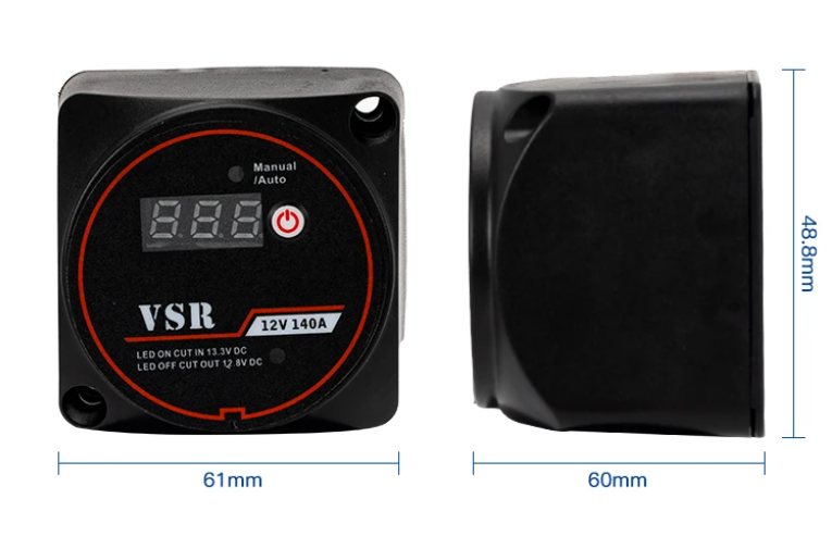 Kaksoisakkurele 12V 140A Automaattinen, jännitenäytöllä