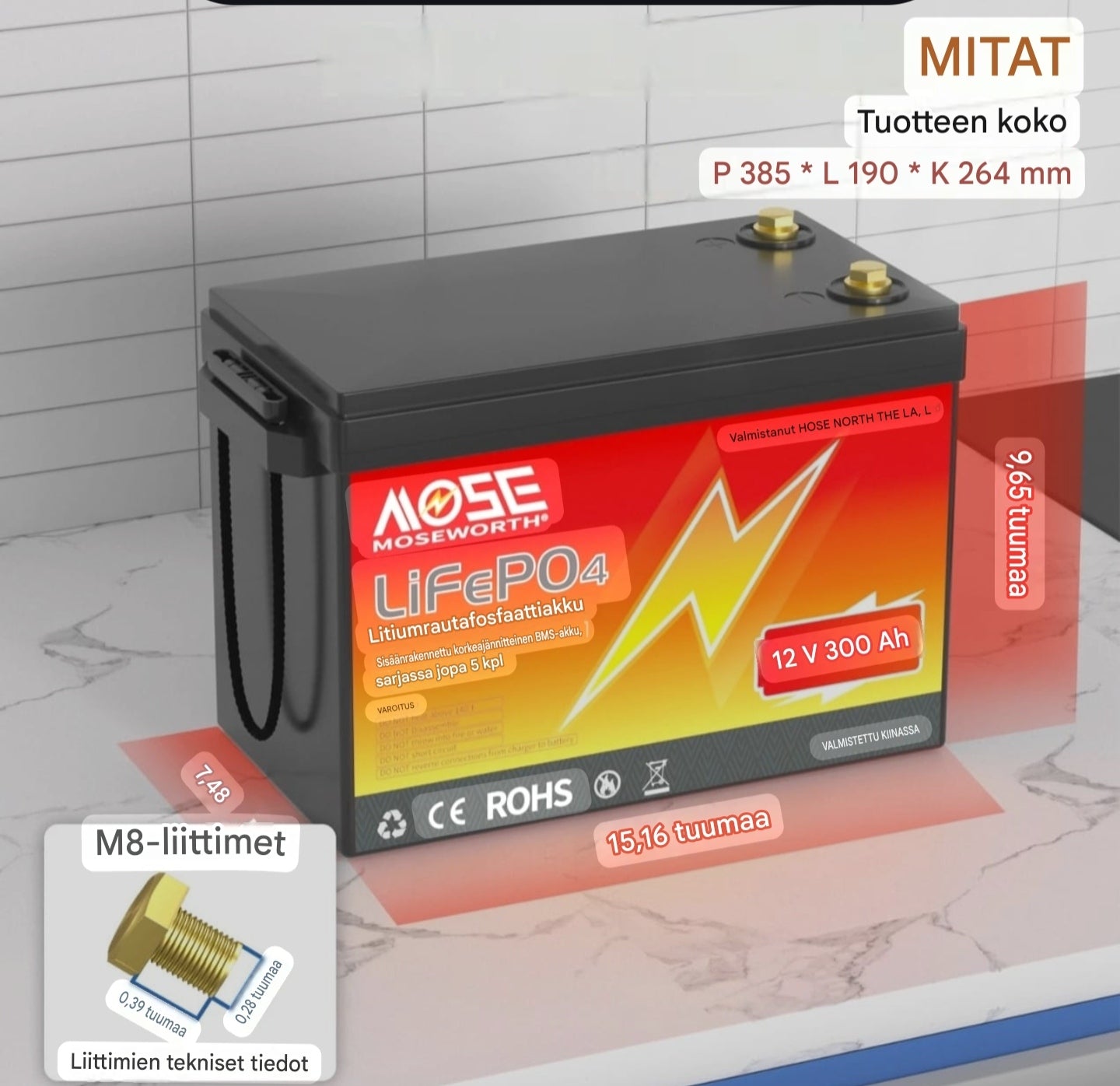 LiFePO4 Akku 12V 300Ah