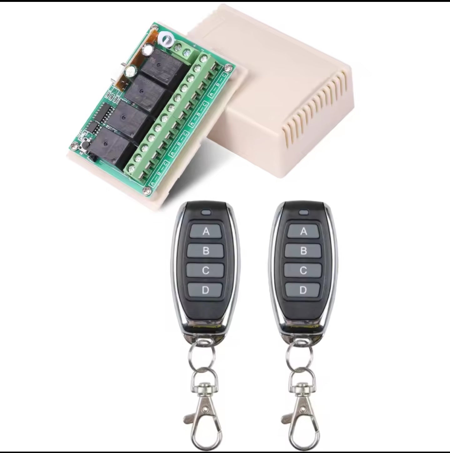 Älykäs 4-kanavainen langaton kauko-ohjattava rele (433 MHz, 12V DC)