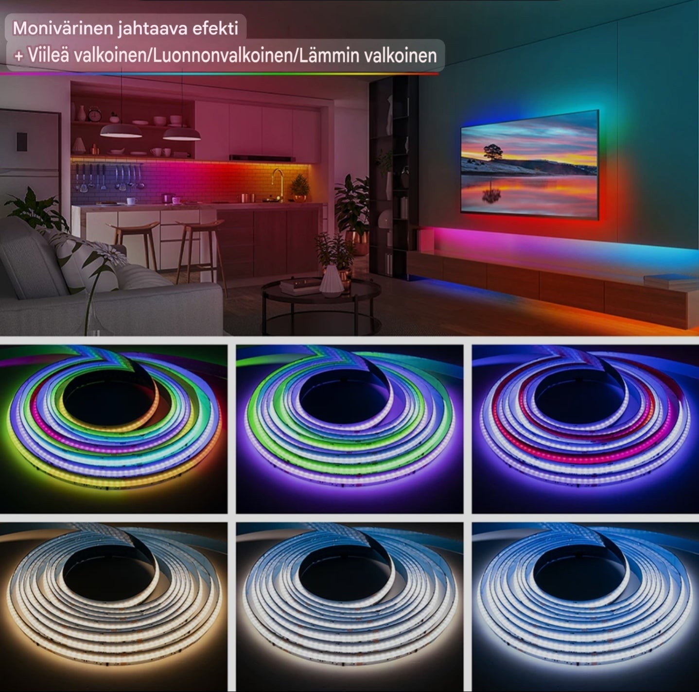 Premium LED-nauha BTF-Lighting FCOB RGBW 5m (Huipputiheä 896 led/m)