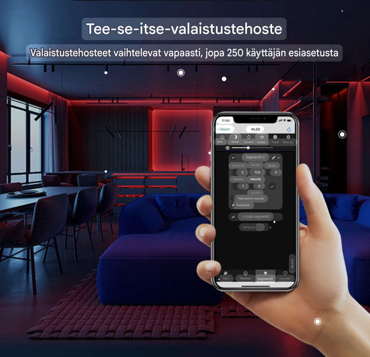 Domraem WLED Älyvalojen Ohjain (ESP8266, 5-24V / USB-C, 16A) – Täydellinen Home Assistant & DIY-yhteensopivuus