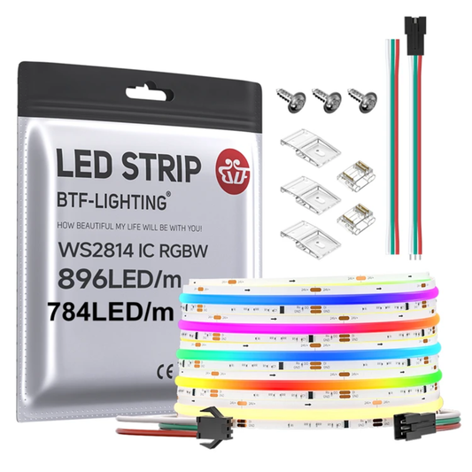 Premium LED-nauha BTF-Lighting FCOB RGBW 5m (Huipputiheä 896 led/m)